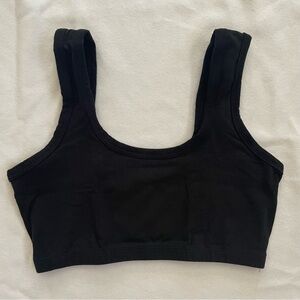 NWOT ARQ Black Full Coverage Wide Strap Bra Bralette Organic Cotton Medium